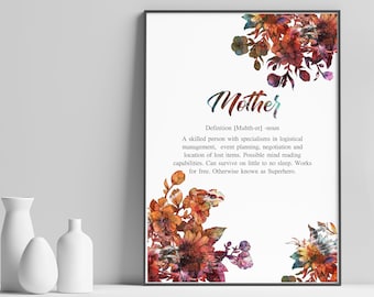 Mother Definition Print | Minimalist Quote Wall Art | Gift For Mum | Inspirational Mother Print | Mother's Day Gift | Home Decor Poster