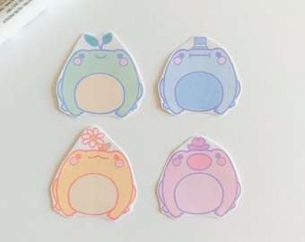 chonky frog stickers / pastel, kawaii, adorable frog sticker pack for bullet journal, laptop, gift / cute frog stationery