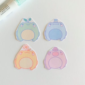 chonky frog stickers / pastel, kawaii, adorable frog sticker pack for bullet journal, laptop, gift / cute frog stationery