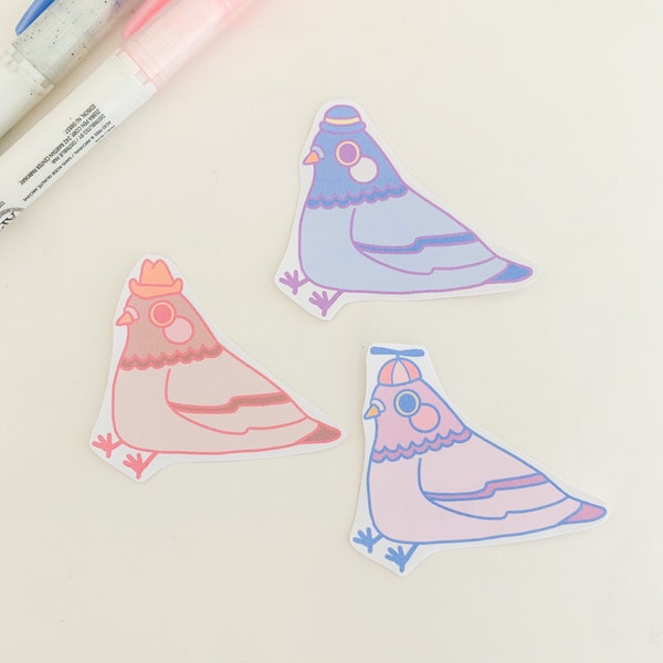 pigeon sticker pack / cute pigeon stickers / bird stickers / kawaii stationery for bullet journal, laptop, gift