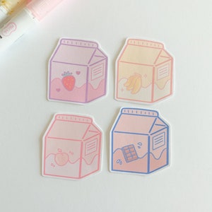 strawberry milk, peach milk, banana milk, chocolate milk stickers / kawaii asian drink sticker pack / bullet journal, stationery, laptop