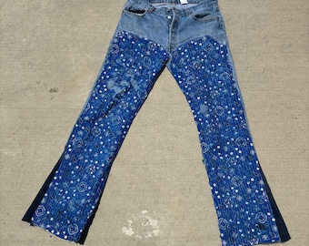 Vintage 501 Levi Boro Stiched Denim Jeans set