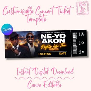 Redigerbar Canva-mall för konsertbiljetter till Ne-yo & Akon "Nights Like This"-turnén (digital nedladdning) | Anpassningsbar souvenirpresent