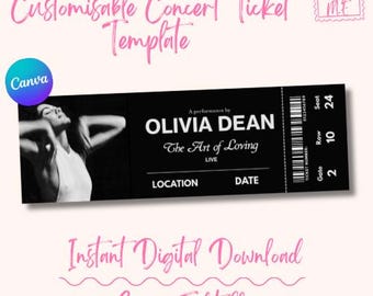Plantilla editable de Canva para entradas de concierto de la gira "El Arte de Amar" de Olivia Dean (descarga digital) / Regalo de recuerdo personalizable
