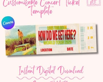 "Bearbeitbar Louis Tomlinson ""How Did We Get Here?"" Tour Konzertkarte Canva Vorlage (Digitaler Download) |Anpassbares Andenken Souvenir Geschenk