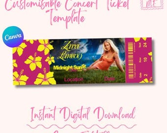 Editable Zara Larsson “Midnight Sun” Tour Concert Ticket Canva Template (Digital Download) |Customisable Keepsake Souvenir Gift