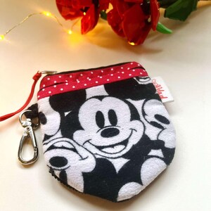 Wunderliche Micky Maus Mini Geldbörse - Upcycled Stoff Schlüsselhalter
