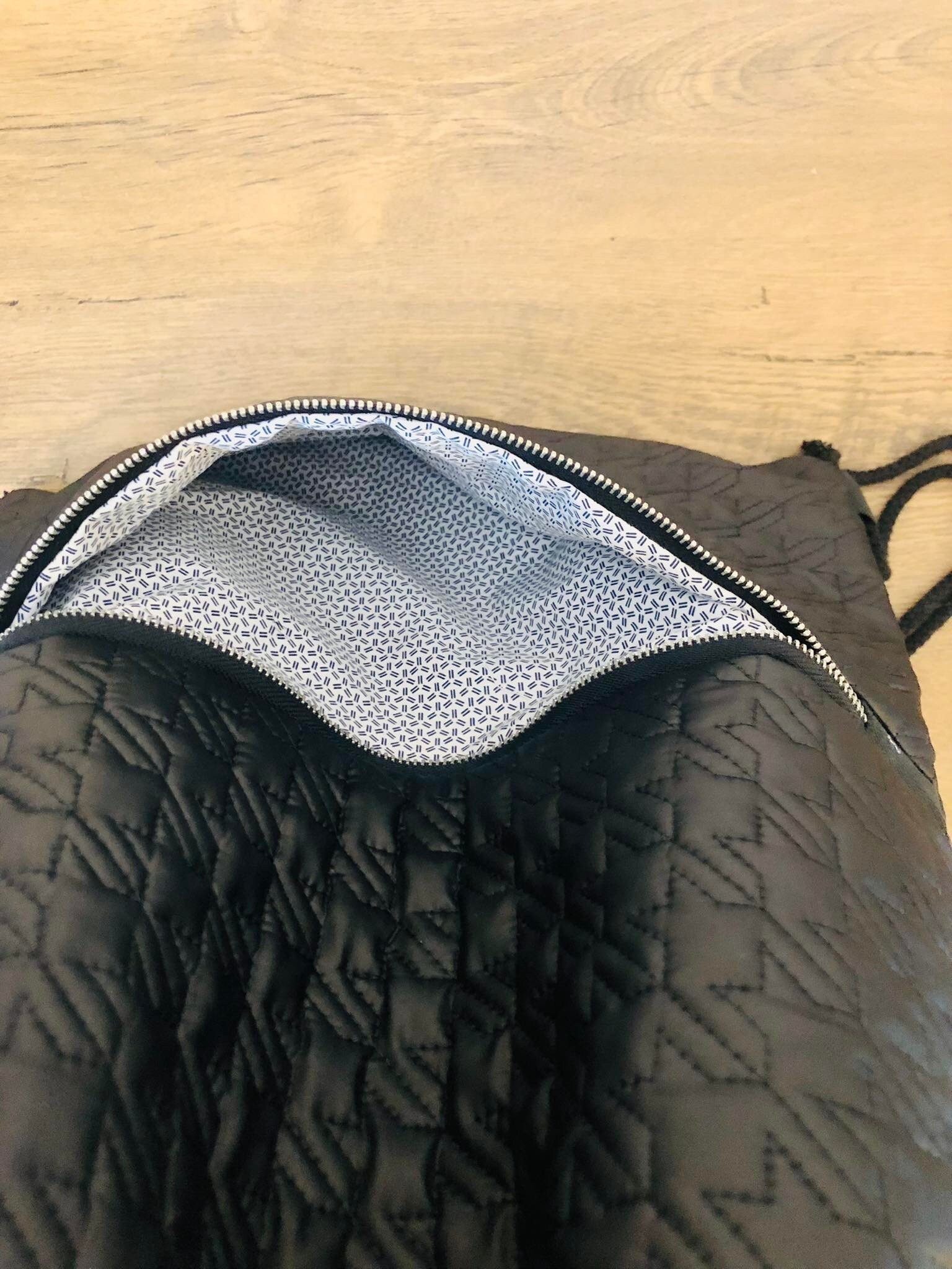 Black Quilted Backpack Sack Fluffy - Etsy