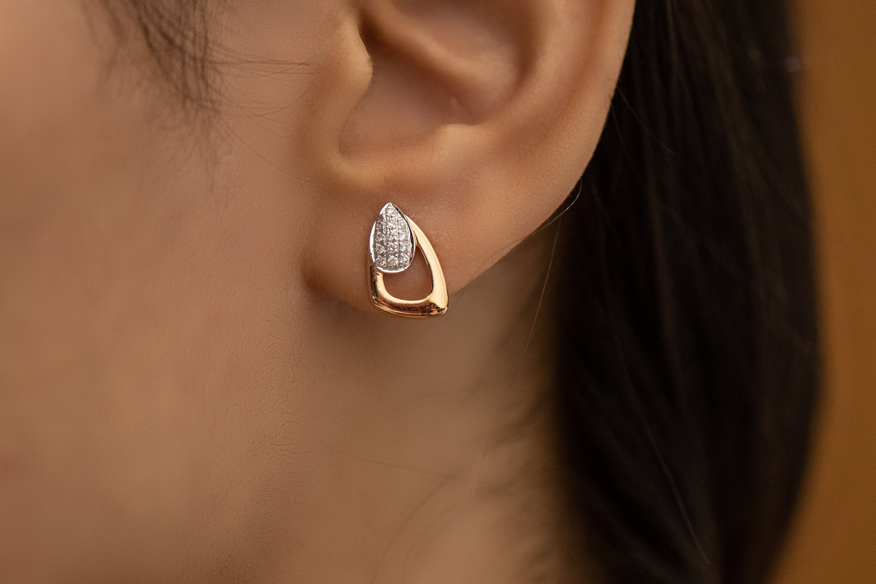 Beautiful Daily wear Diamond Earrings 18K/14K Solid Gold Etsy