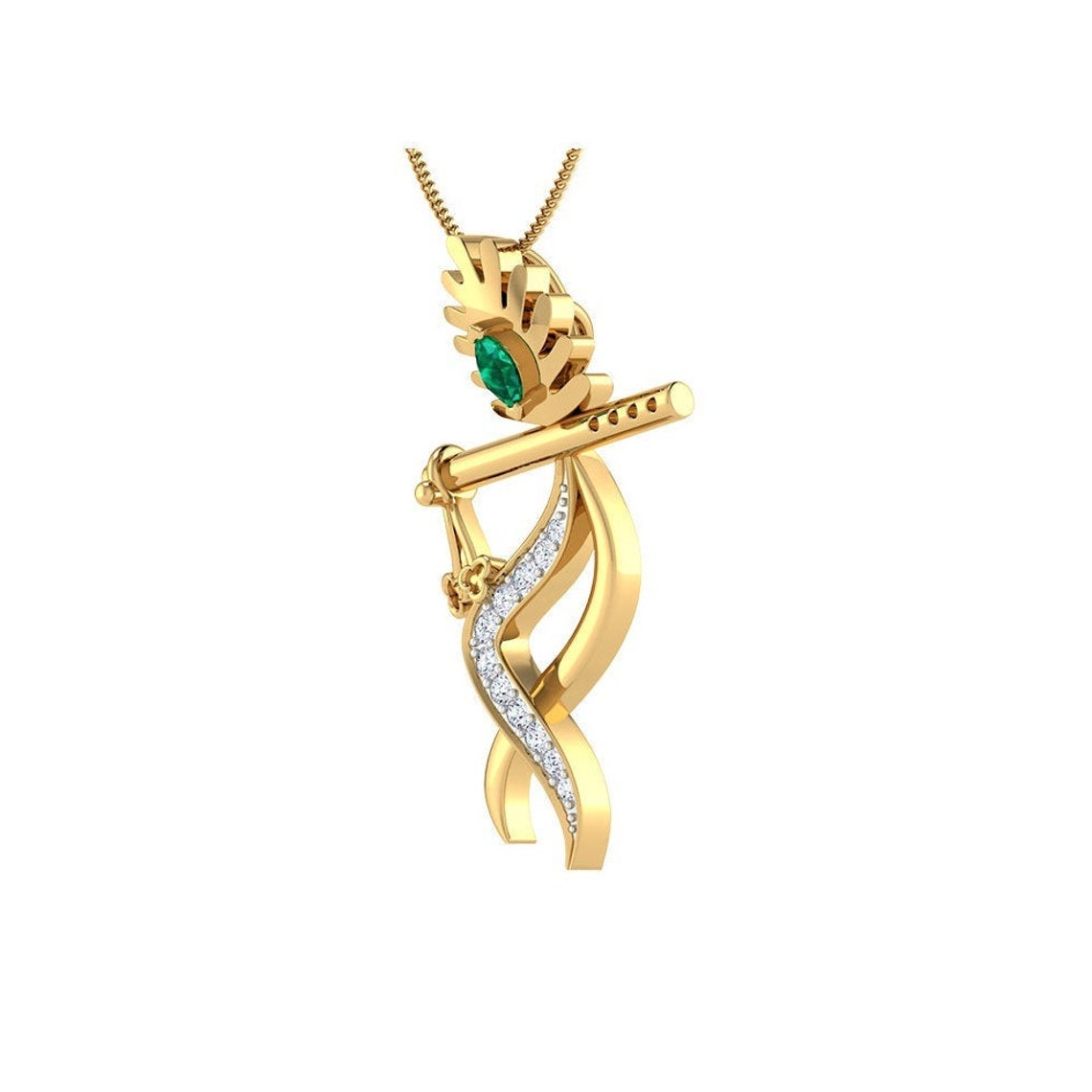 Shree Krishna Diamond Pendant 18 Kt Solid Gold 0.12 Carat Etsy