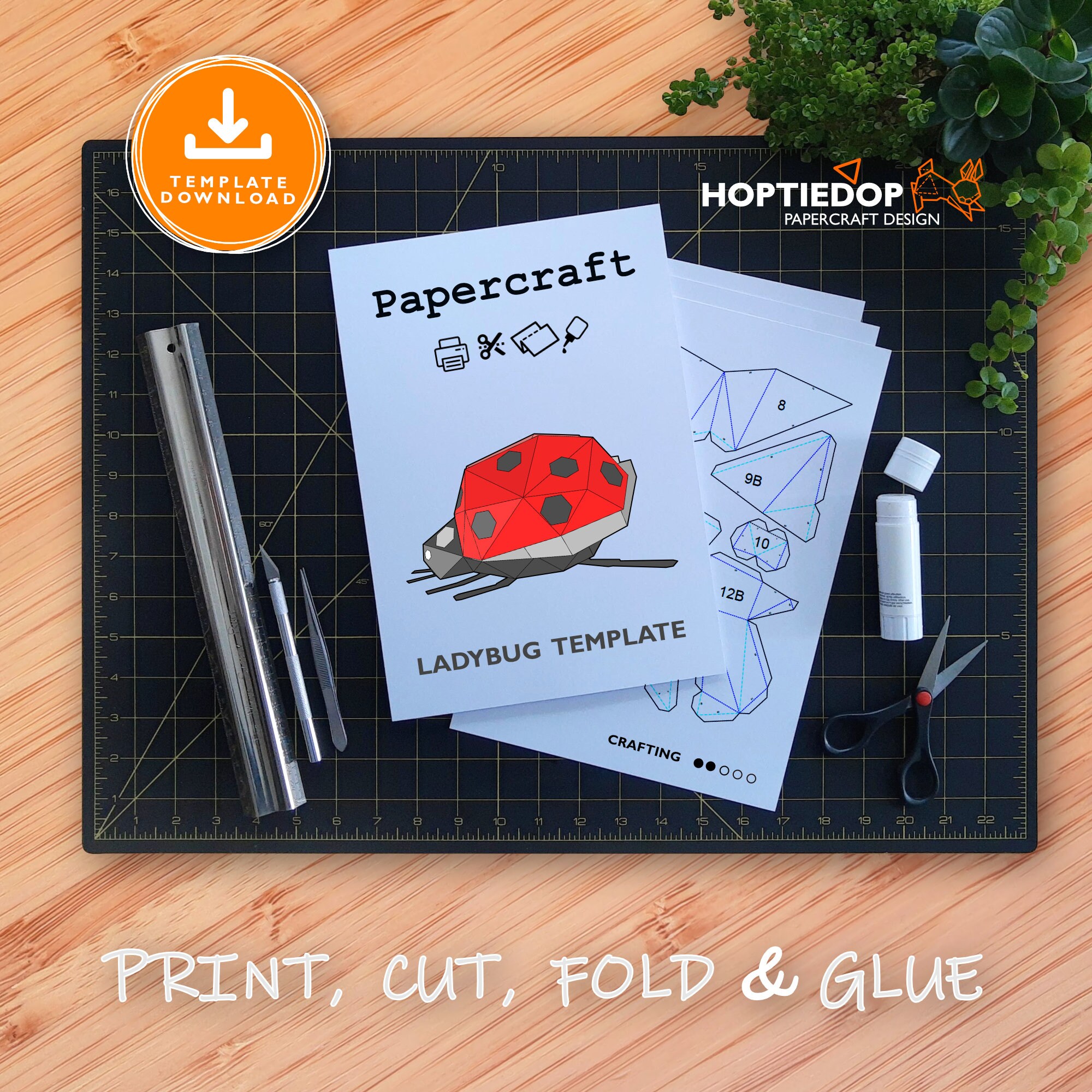 Papercraft 3D Ladybug Template, Printable PDF & SVG, Lady Beetle