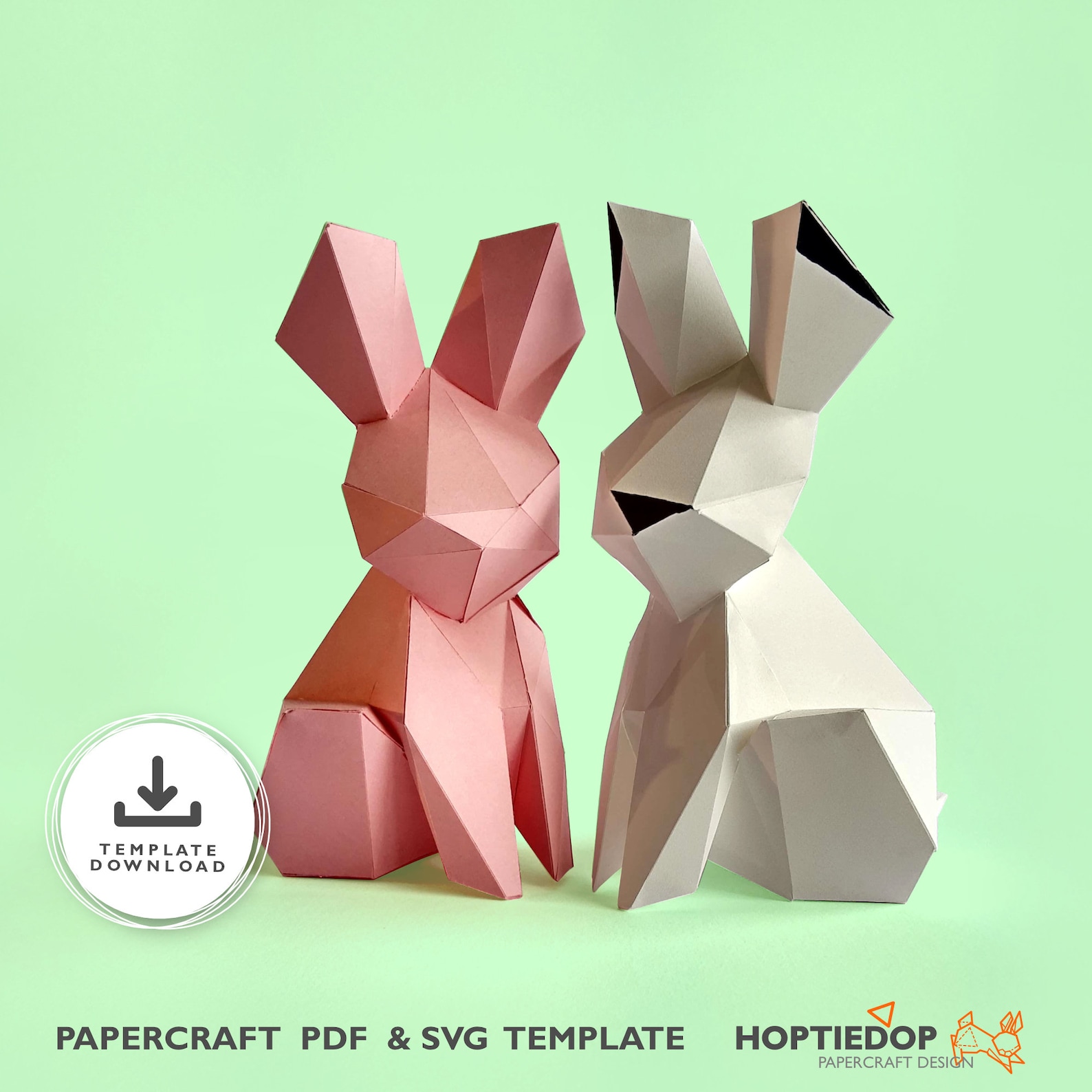 Papercraft Bunny, Printable 3D Rabbit, DIY Gift for Easter, Cute