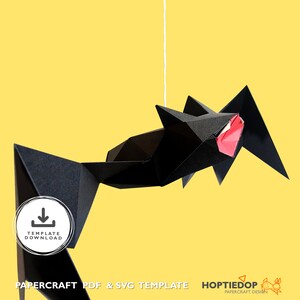 Model nietoperza z papieru 3D, dekoracja sufitowa DIY na imprezę Halloween, szablon do druku w formacie PDF Low Poly, SVG do cięcia Cricut i Cameo