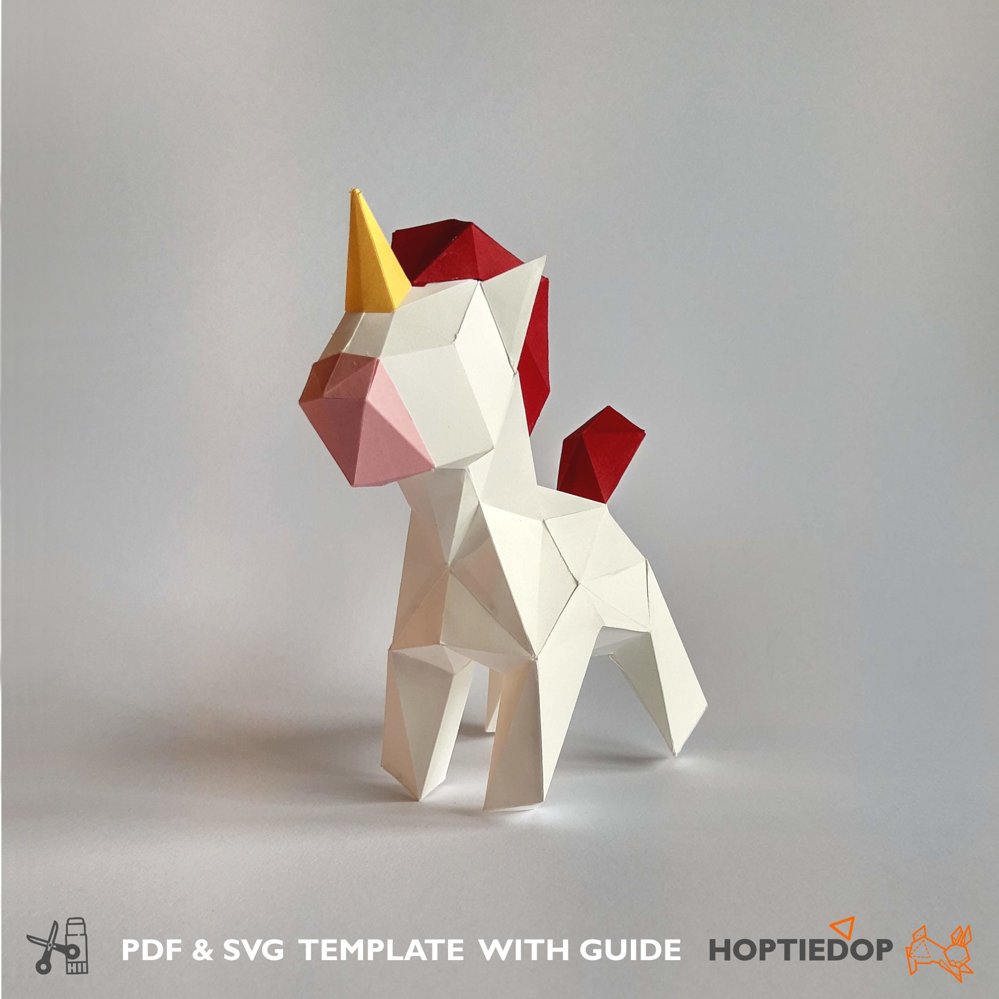 Download Papercraft Unicorn Desk Trophy Pdf Lowpoly Origami Printable 3d Horse Diy Gift For Daughter Cute Nursery Decor Cricut Cameo Svg
