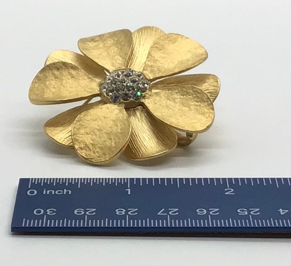 Vintage Premier Gold tone Flower and Rhinestone P… - image 8