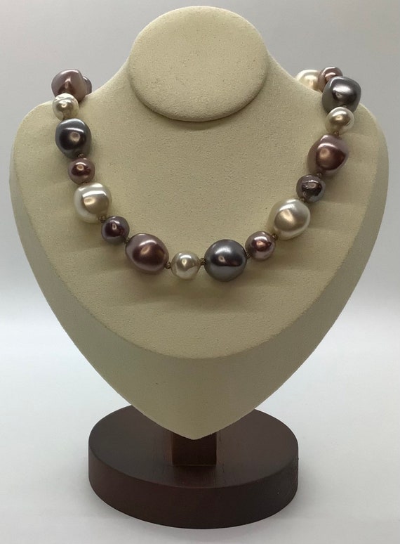 Vintage Copper and Brown Tone Faux Pearl Choker Ne