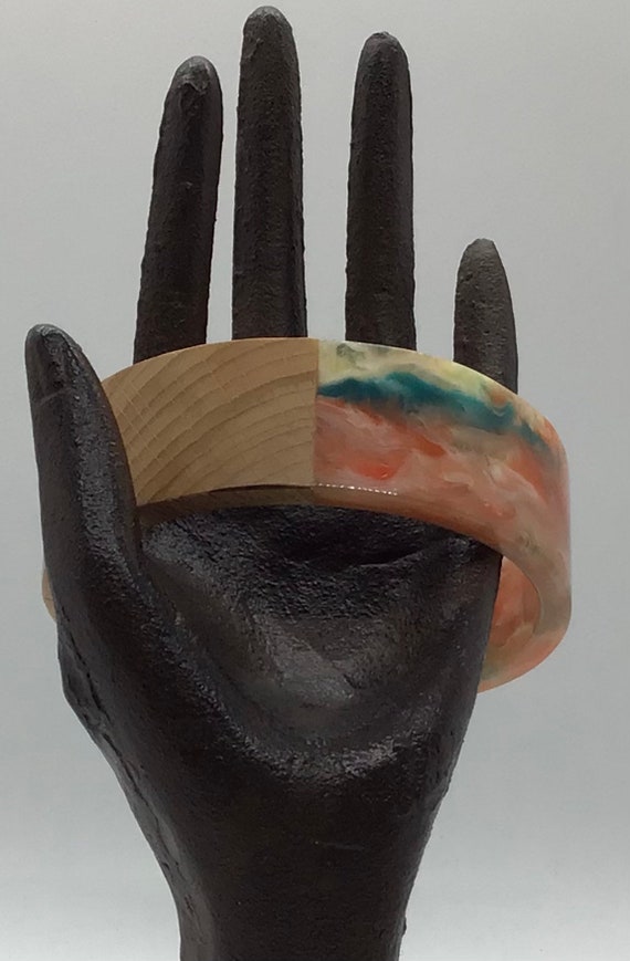 Vintage Wood and Resin Bangle Bracelet