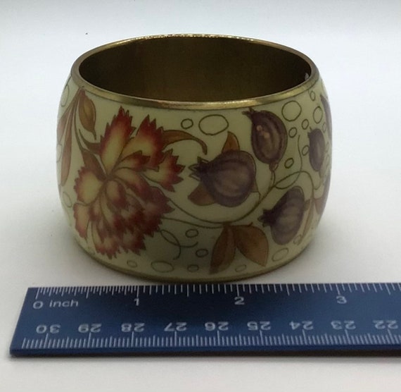 Vintage Floral Enamel Hinge Bracelet