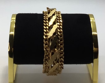 Vintage Gold tone Textured Multi Link Fashion Bracelet