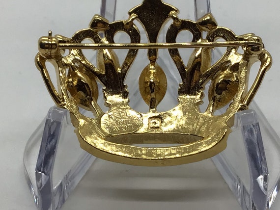 Vintage KJL for Avon Gold tone Rhinestone Crown B… - image 5