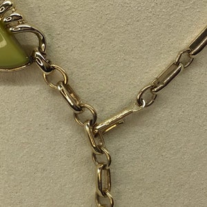 Vintage Estate Coro Gold tone Lime Apple Green Half Moon Lucite Choker Necklace image 5