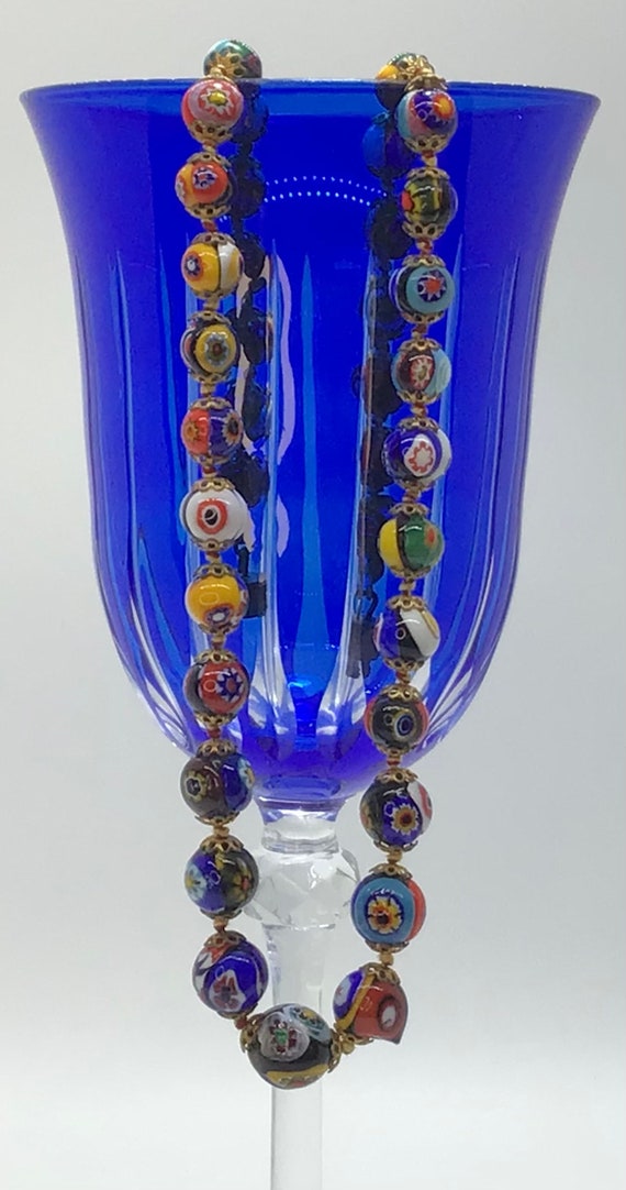 Vintage Graduated Millefiori Murano Art Glass Bea… - image 1