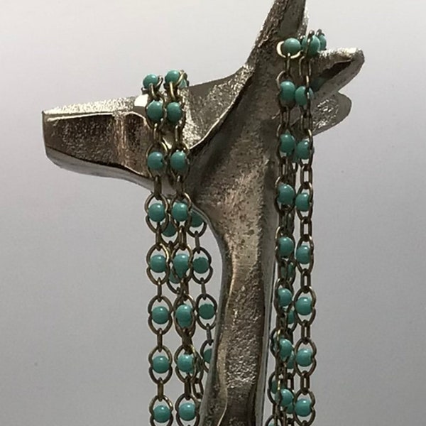 Lucky Brand Silver tone Faux Turquoise Double Strand Necklace