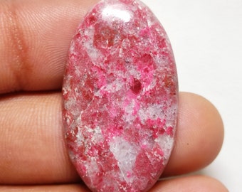 RARE Norwegian Thulite Cabochon Strawberries and Cream Pink Stone Pendant Stone Freeform Triangle Designer Cabochon Natural Stone Cabochon