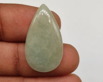 20ct Natural green aquamarine flatback cabochon pear shape aquamarine healing mineral stone smooth polished loose gemstone for jewelry M5068