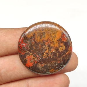 32X4 MM Round shape 50ct Natural multi color moroccan seam agate cabochon rare seam agate healing mineral gemstone for pendant jewelry M5454