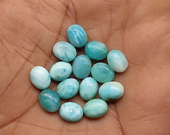 9X7 MM Oval shape 35ct Natural sky blue larimar cabochon 14pcs wholesale lot Atlantis larimar healing stone smooth polished gemstone M6672