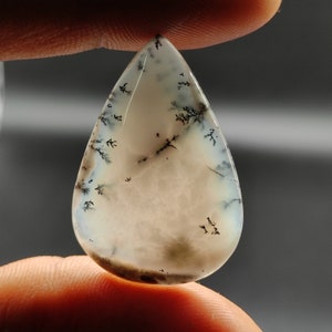 Designer black & white dendrite opal cabochon pear shape 25ct amazing dendrite opal agate smooth polished gemstone for pendant jewelry M5743