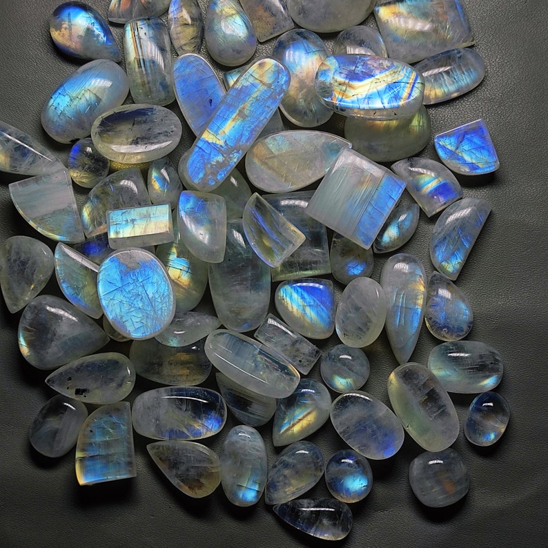 AAA Quality Moonstone Cabochon Amazing Flashy Blue Moonstone Cabochon Rainbow Moonstone Gemstone Wholesale Lot Price Moonstone Cabochon MV7 image 4