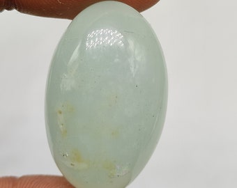 65ct Natural green aquamarine flatback cabochon oval shape designer aquamarine handmade smooth polished gemstone for wire wrapping M5071