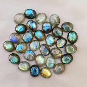 Labradorite artisanale, 12 x 10 mm, calibrée, cabochon à dos plat, cristal minéral semi-précieux, cicatrisation, labradorite faite main, pierre précieuse en vrac MV3-9