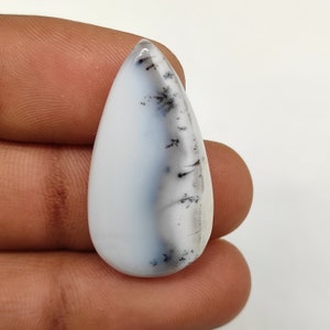 25ct Natural black white dendrite opal cabochon pear shape designer dendritic opal agate healing mineral stone hand polished gemstone M4985