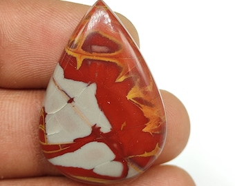 Diseñador gris rojo noreena jazón cabujón forma de pera natural noreena jaspe piedra altamente pulida piedra sanadora para envoltura de alambre M4821