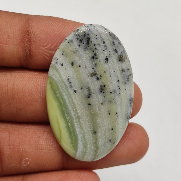 Oval Shape Lizardite Flatback Cabochon Handmade Polished 55 Carat Natural Gray Color Lizardite Banded Semi Precious Loose Gemstone M3285