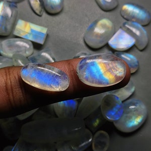 AAA Quality Moonstone Cabochon Amazing Flashy Blue Moonstone Cabochon Rainbow Moonstone Gemstone Wholesale Lot Price Moonstone Cabochon MV7 image 3