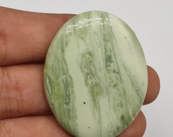 Oval Shape Lizardite Flatback Cabochon Handmade Polished 65 Carat Natural Gray Color Lizardite Banded Semi Precious Loose Gemstone M5999