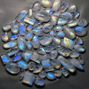 AAA Quality Moonstone Cabochon Amazing Flashy Blue Moonstone Cabochon Rainbow Moonstone Gemstone Wholesale Lot Price Moonstone Cabochon MV7 image 1