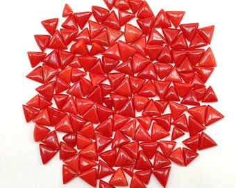 Trillion Red Coral Cabochon, Mini Gemstone (8-10 MM)