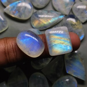 AAA Quality Moonstone Cabochon Amazing Flashy Blue Moonstone Cabochon Rainbow Moonstone Gemstone Wholesale Lot Price Moonstone Cabochon MV7 image 9