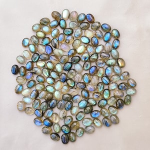 8X6 MM artisanat calibré Labradorite Cabochon de guérison en gros Labradorite minéral feldspath cristal minéral Pierre pour boucle d&#39;oreille MV3-4