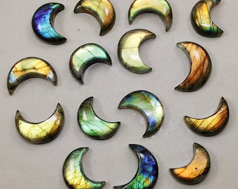 Amazing Quality Flashy Labradorite Stone Moon Shape Designer Carved Labradorite Gemstone Handmade Smooth Polished Gemstone For Jewelry MV13