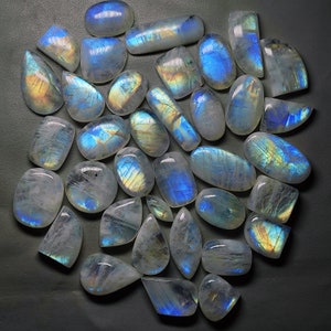 AAA Quality Moonstone Cabochon Amazing Flashy Blue Moonstone Cabochon Rainbow Moonstone Gemstone Wholesale Lot Price Moonstone Cabochon MV7 image 6