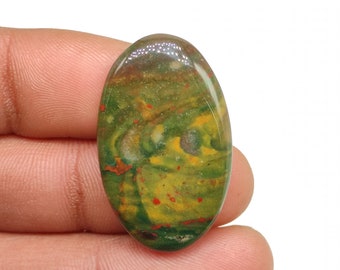 25ct Natural multi colour bloodstone cabochon oval shape designer bloodstone loose stone smooth polished gemstone for pendant jewelry M6909