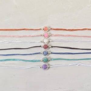 Minimal Frosted Agate Rakhri on Cotton Thread | Silver Bead Case Rakhi | Tie & Cut Style Rakhi | Handmade Raksha Bandhan Bracelet
