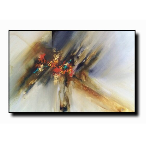 Modern Abstract Acrylic Paint Canvas Aesthetic Print Cool 