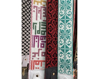 An Embroidered Bag Strap With A Traditional Or Geometric Pattern, Adjustable And Changing The Shape Of The Bag, Handcrafted in Jordan